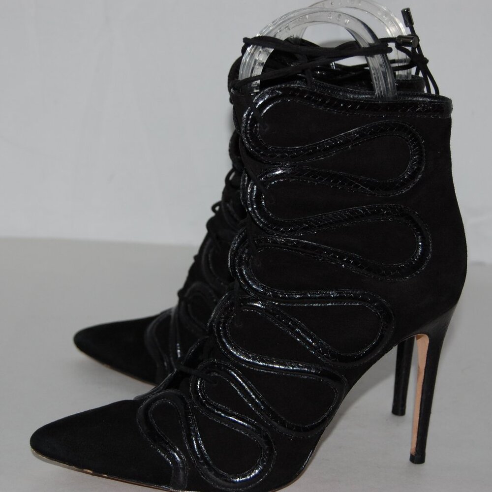 Alexandre Birman Black Suede Lace-Up Ankle Booties - Picture 5 of 13